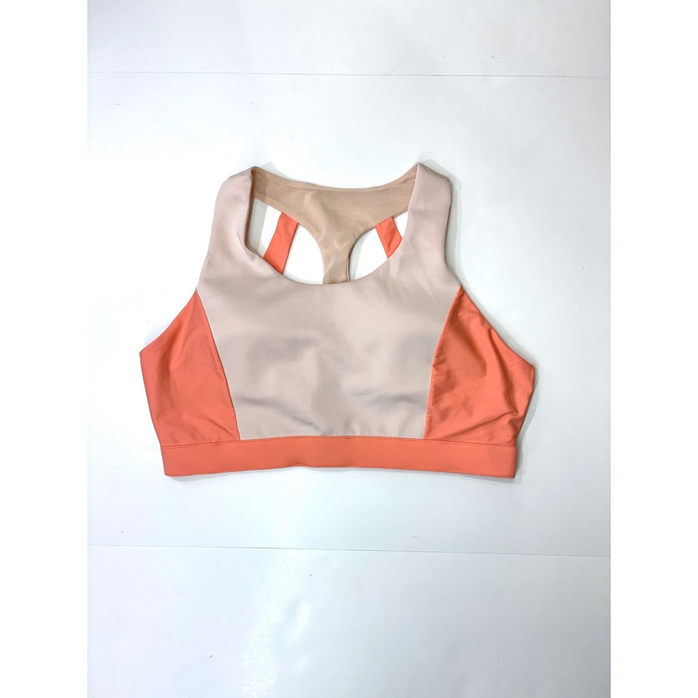 Fabletics Womens 2X Colorblock Racerback Sports Bra Peach Coral